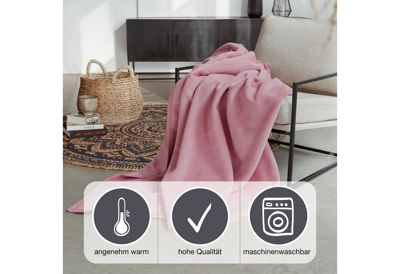 Wohndecke Luxus, IBENA, verschiedene Größen, uni, Kuscheldecke, Premium, made in Europe! – Bild 2 von 4