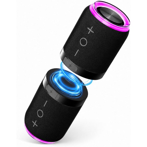 ibettertec 2-in-1 Magnetisch mit Lichteffekten Stereo 360° Surround-Sound Bluetooth-Lautsprecher 2 (Bluetooth 5.4, IPX6 Wasserdicht Magnetisch haftend Trennbar 