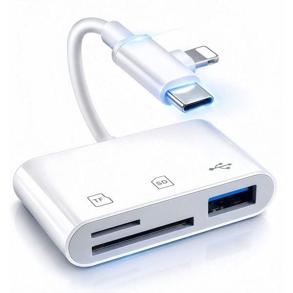 ibettertec 3-in-1 Kartenleser USB-C & Lightning Adapter, SD Kartenleser microSD USB-Adapter TF Speicherkartenleser, Plug & Play Kartenadapter für iPhone, iPad z