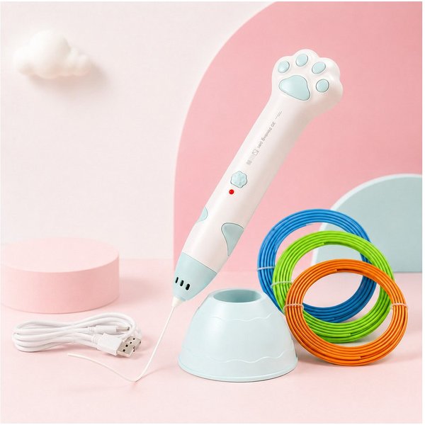 ibettertec 3D-Drucker 3D-Drucker-Stift 3D-Druckstift mit Sockel Keramik-Düse160-235°C, 3 von PLA-Filament, Kindergeschenk Diy Set 3D Stifte für Kinder