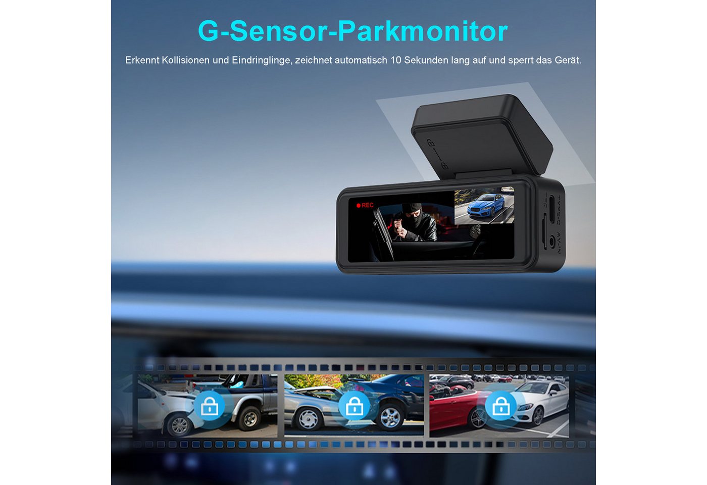 ibettertec ADAS Dashcam Auto,2-Kanal 4K+1080P Autokamera,GPS 3.2 Zoll-Bildschirm Dashcam (4K Ultra HD, WLAN(Wi-Fi), Zeitrafermodus, Zeitrafermodus, App-Steuerun – Bild 5 von 5