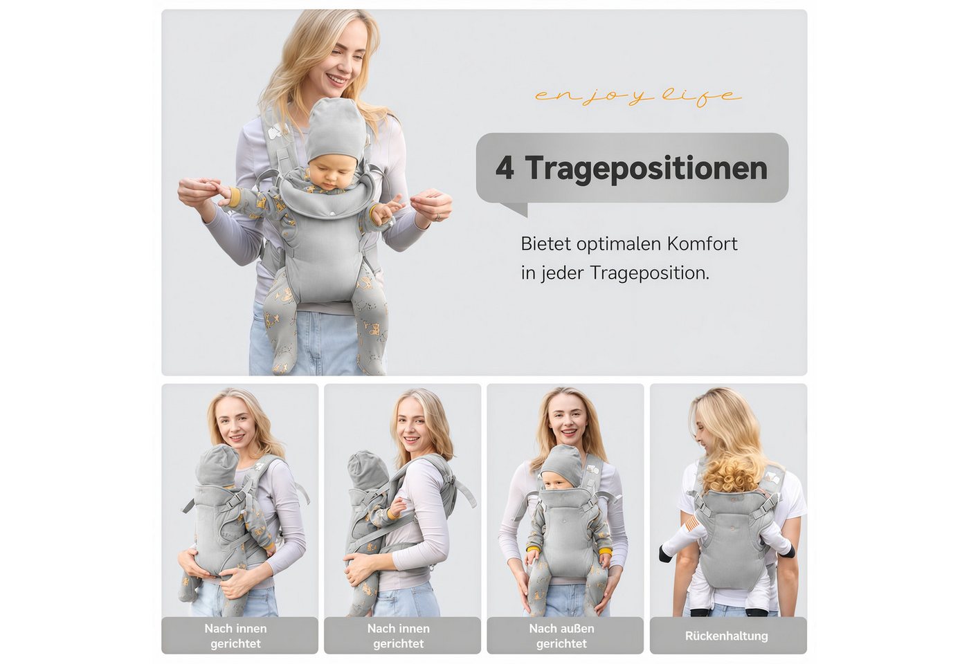 ibettertec Babytrage Babytrage,Kleinkindtrage, 2026 Neue Ergobaby Babytrage von (Neugeborenen bis Kleinkind,Tragbare Leichte Rutschfeste, Hüftsitztrage) – Bild 2 von 5
