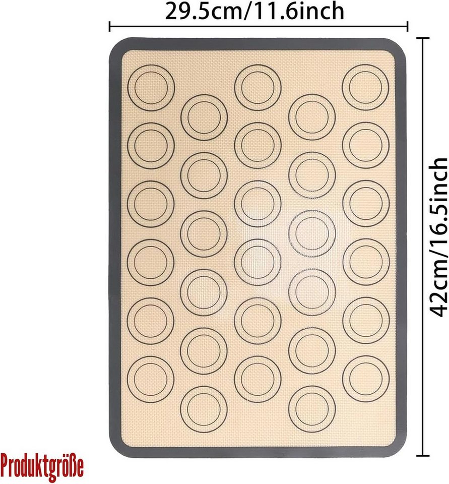 ibettertec Backmatte 2 Stück Backmatte Macarons Silikon, Anti-Rutsch-Backmatte Rechteckig, Silikon (2-tlg), Macarons Silikonmatte,für Macaro,Pizza,Kekse und Bro – Bild 3 von 5