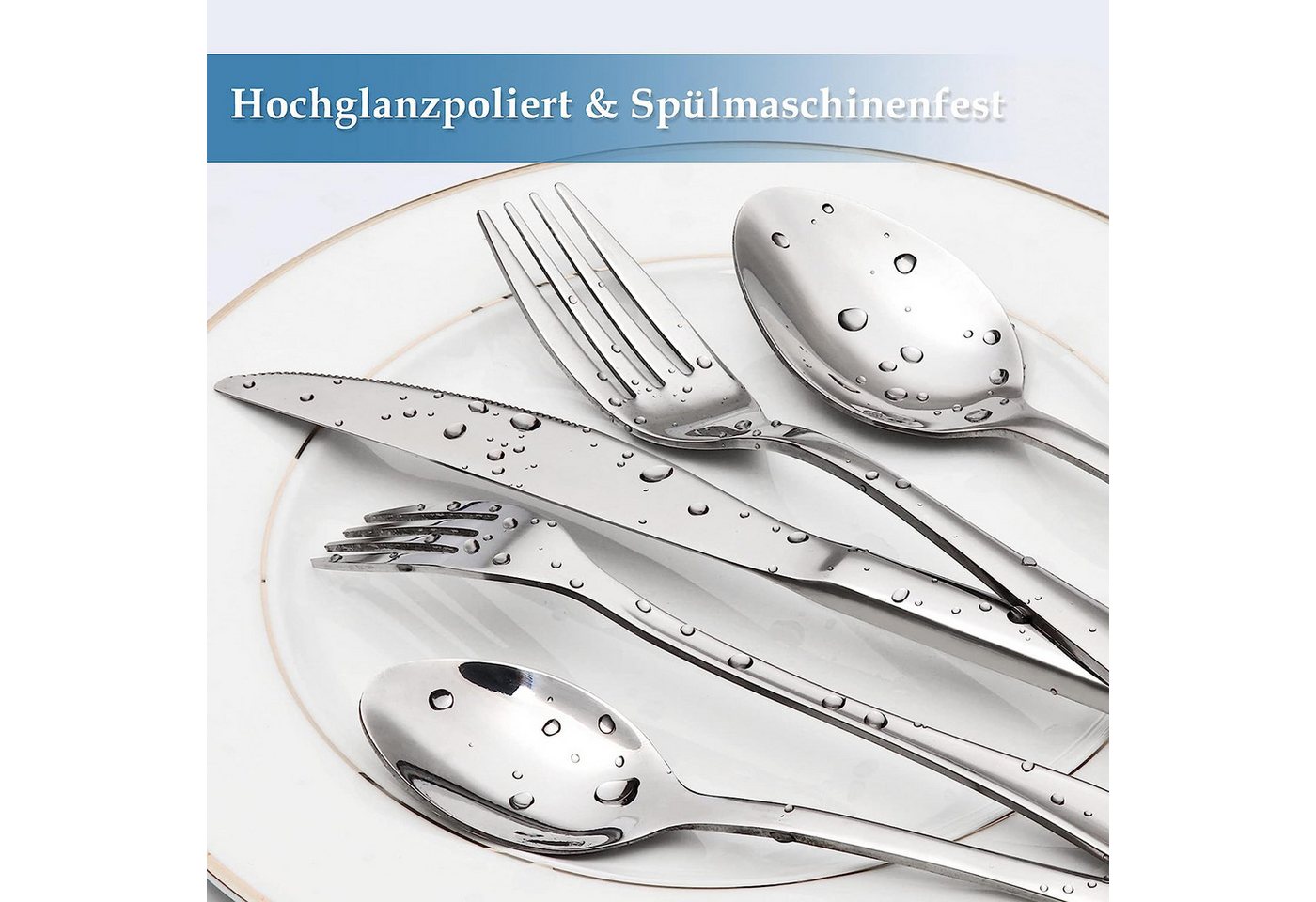 ibettertec Besteck-Set Besteckset,30 Stück Edelstahl Besteck Set 6 Personen,Spiegelpoliert, 6 Personen – Bild 4 von 5