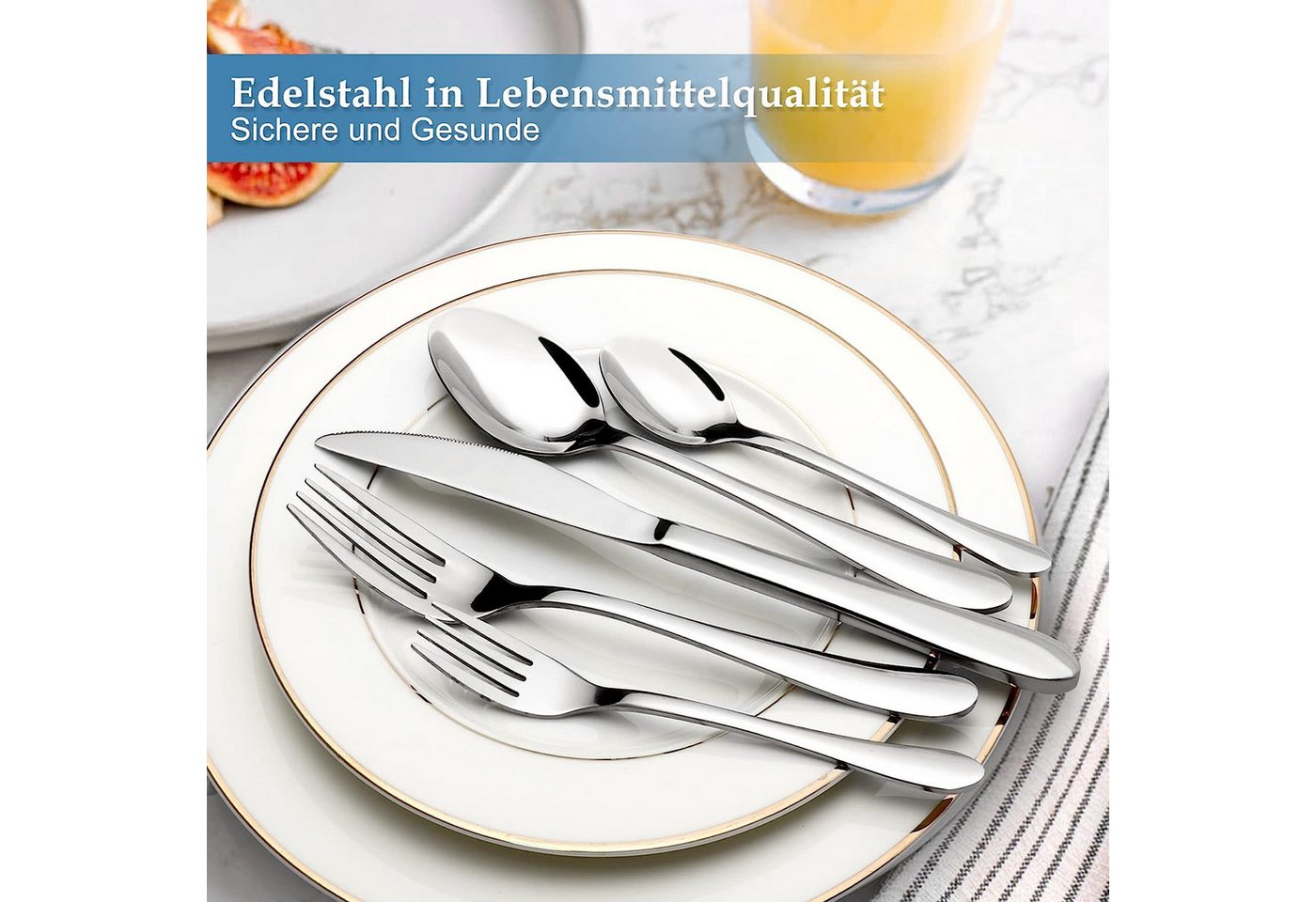 ibettertec Besteck-Set Besteckset,30 Stück Edelstahl Besteck Set 6 Personen,Spiegelpoliert, 6 Personen – Bild 5 von 5