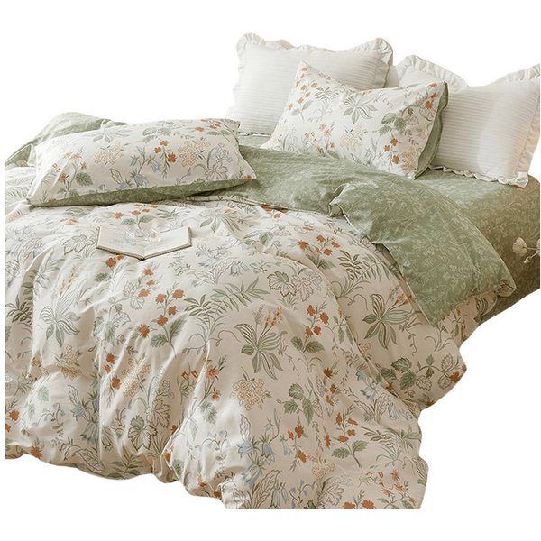 ibettertec Bettwäsche Bettwäsche Pflanzenmuster,Wende Bettwäsche Set für Allergiker Geeignet, 135x200,200x200cm Bettbezug mit Reißverschluss und Kissenbezug 80x