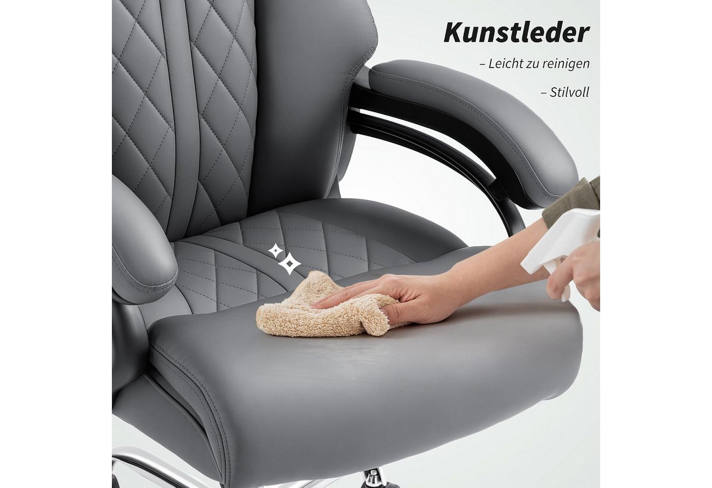 ibettertec Chefsessel Bürostuhl, Chefsessel, Computerstuhl, Hoher Rückenlehne, Gepolsterter (Spar-Set, 1 St), Hohe Rückenlehne, Wasserabweisendes PU-Leder – Bild 3 von 5