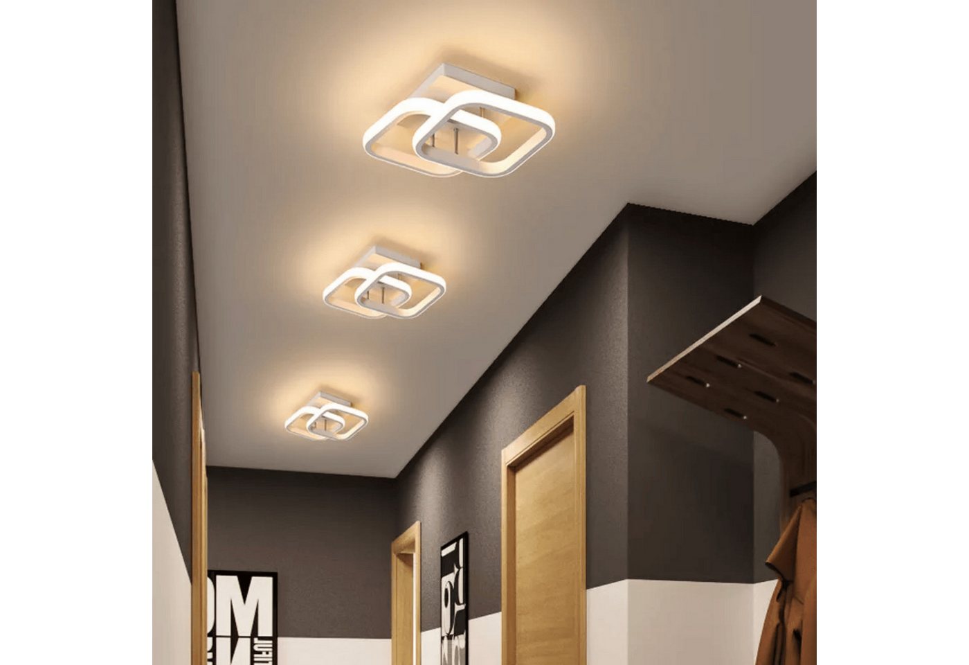 ibettertec Deckenleuchten LED Dimmbar Deckenleuchte 3-Farbige Decken-Lampe, LED fest integriert, Warmweiß, Neutralweiß, Kaltweiß, Wohnzimmer Flur Eingang – Bild 2 von 5