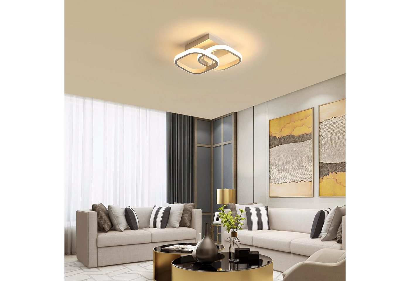 ibettertec Deckenleuchten LED Dimmbar Deckenleuchte 3-Farbige Decken-Lampe, LED fest integriert, Warmweiß, Neutralweiß, Kaltweiß, Wohnzimmer Flur Eingang – Bild 5 von 5