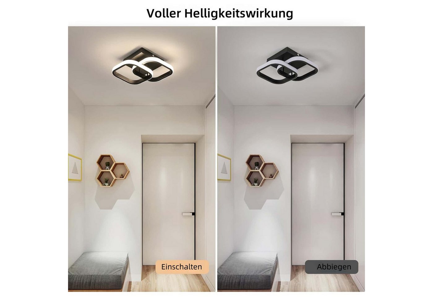 ibettertec Deckenleuchten LED Dimmbar Deckenleuchte 3-Farbige Decken-Lampe, LED fest integriert, Warmweiß, Neutralweiß, Kaltweiß, Wohnzimmer Flur Eingang – Bild 2 von 5