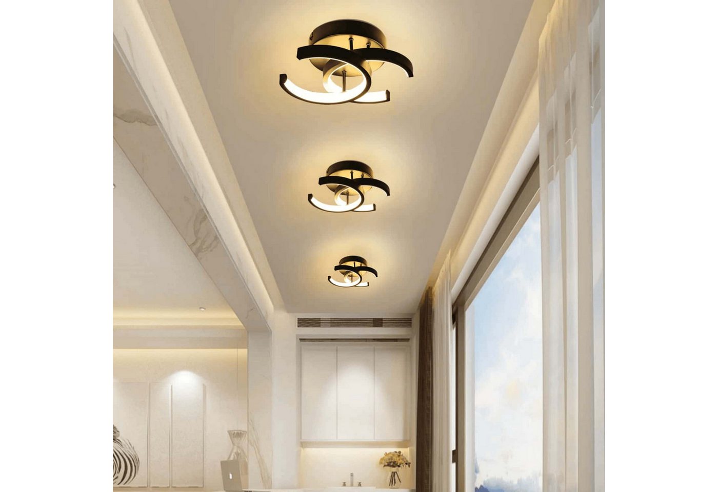 ibettertec Deckenleuchten LED Dimmbar Deckenleuchte 3-Farbige Decken-Lampe, LED fest integriert, Warmweiß, Neutralweiß, Kaltweiß, Wohnzimmer Flur Eingang – Bild 2 von 5