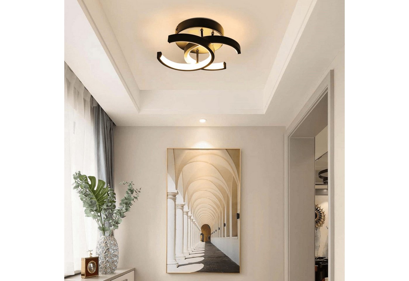 ibettertec Deckenleuchten LED Dimmbar Deckenleuchte 3-Farbige Decken-Lampe, LED fest integriert, Warmweiß, Neutralweiß, Kaltweiß, Wohnzimmer Flur Eingang – Bild 5 von 5