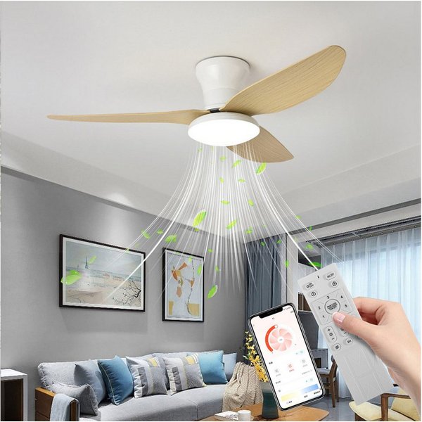 ibettertec Deckenventilator LED Deckenleuchte 48W,Leise Deckenventilator,Fernbedienung,6-stufiger, App-Steuerung,mit Fernbedienung,Leuchte/ Ventilator getrennt 