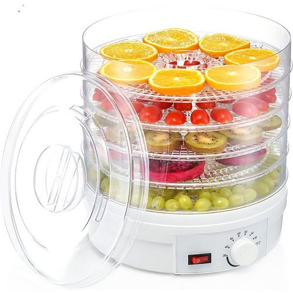 ibettertec Dörrautomat Dörrgerät mit 5 Einlegefächer, Dörrautomat mit Temperaturregler 350 W, 5 Etagen, 5 Etagen Dehydrator,Obsttrockner für Obst,Fleisch,Kräute