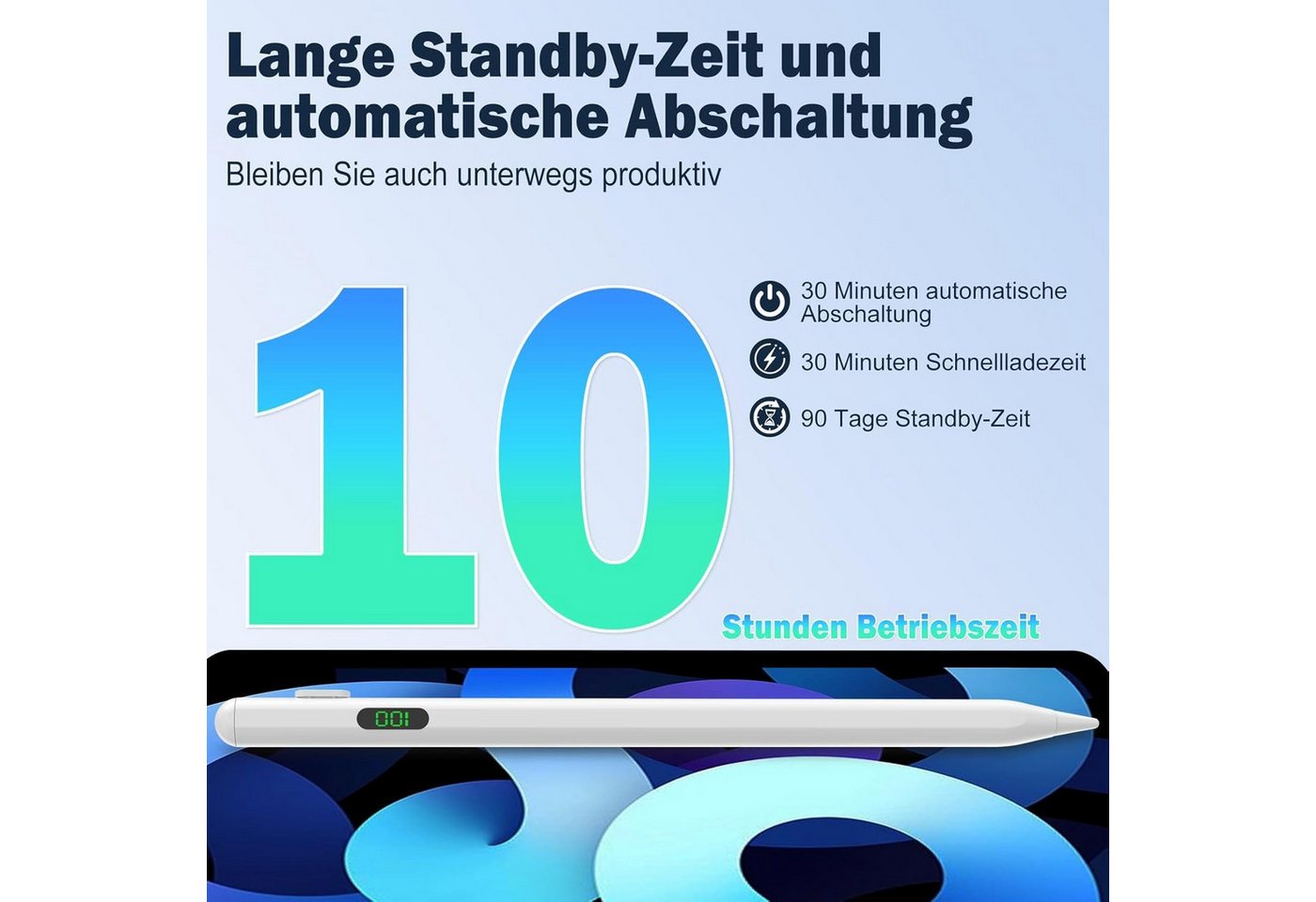 ibettertec Eingabestift Stylus Pen für Touchscreen, Aktiver Universal Stylus Stift (Palm Rejection und Neigungssensitivität für iPad Pro 13''/12,9''/11''/ i-Pad – Bild 5 von 5