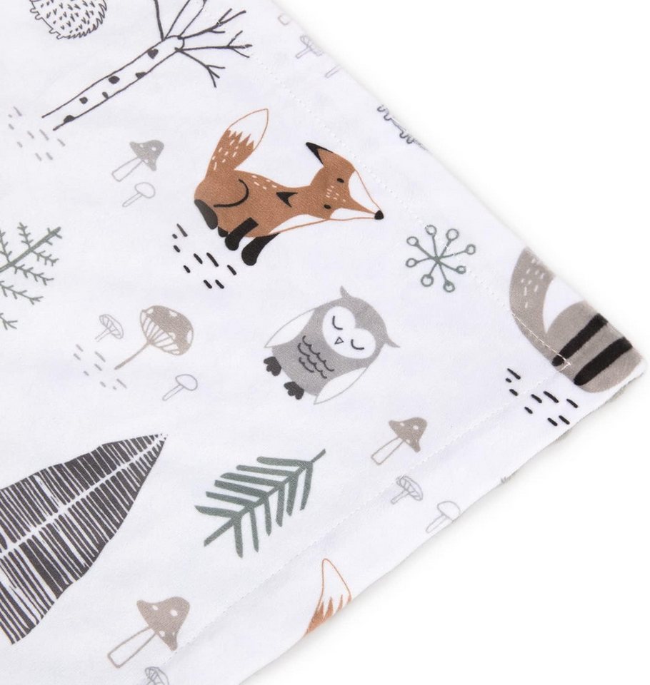 Einschlagdecke Babydecke Kinderdecke,weiche Plüsch-Minky-Decke mit doppellagiger, ibettertec, gepunkteter Rückseite für Kleinkinder, mit Waldmotiv,75 x 100 cm – Bild 2 von 5