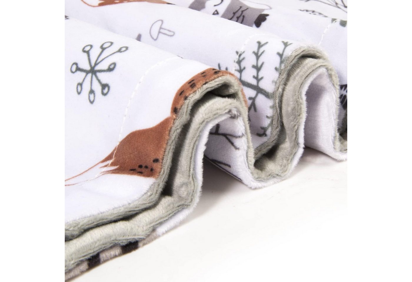 Einschlagdecke Babydecke Kinderdecke,weiche Plüsch-Minky-Decke mit doppellagiger, ibettertec, gepunkteter Rückseite für Kleinkinder, mit Waldmotiv,75 x 100 cm – Bild 3 von 5