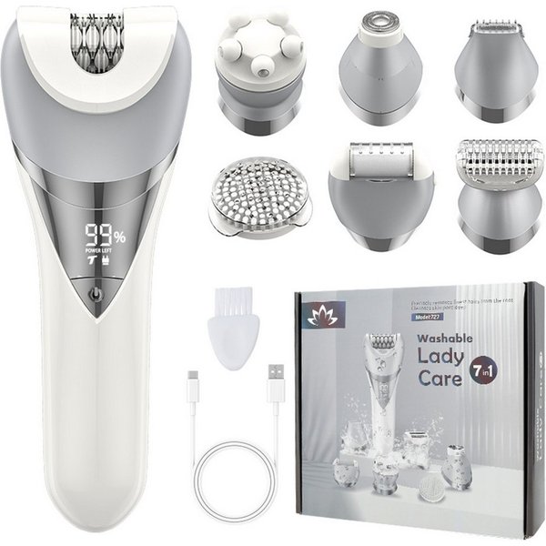 ibettertec Epilierer Epilierer Damen,6-in-1 Epilierer für Damen Kabelloser, Nass und Trocken-Gesichtsepilierer mit Peelingbürste,Reinigungsbürste,Massagekopf IP