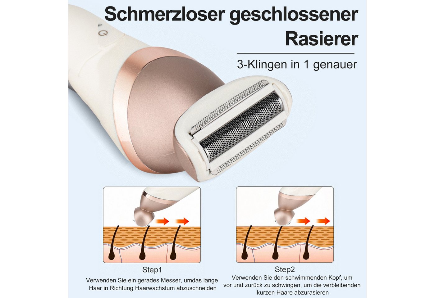 ibettertec Epilierer Epilierer Damen,6-in-1 Epilierer für Damen Kabelloser, Nass und Trocken-Gesichtsepilierer mit Peelingbürste,Reinigungsbürste,Massagekopf IP – Bild 2 von 5
