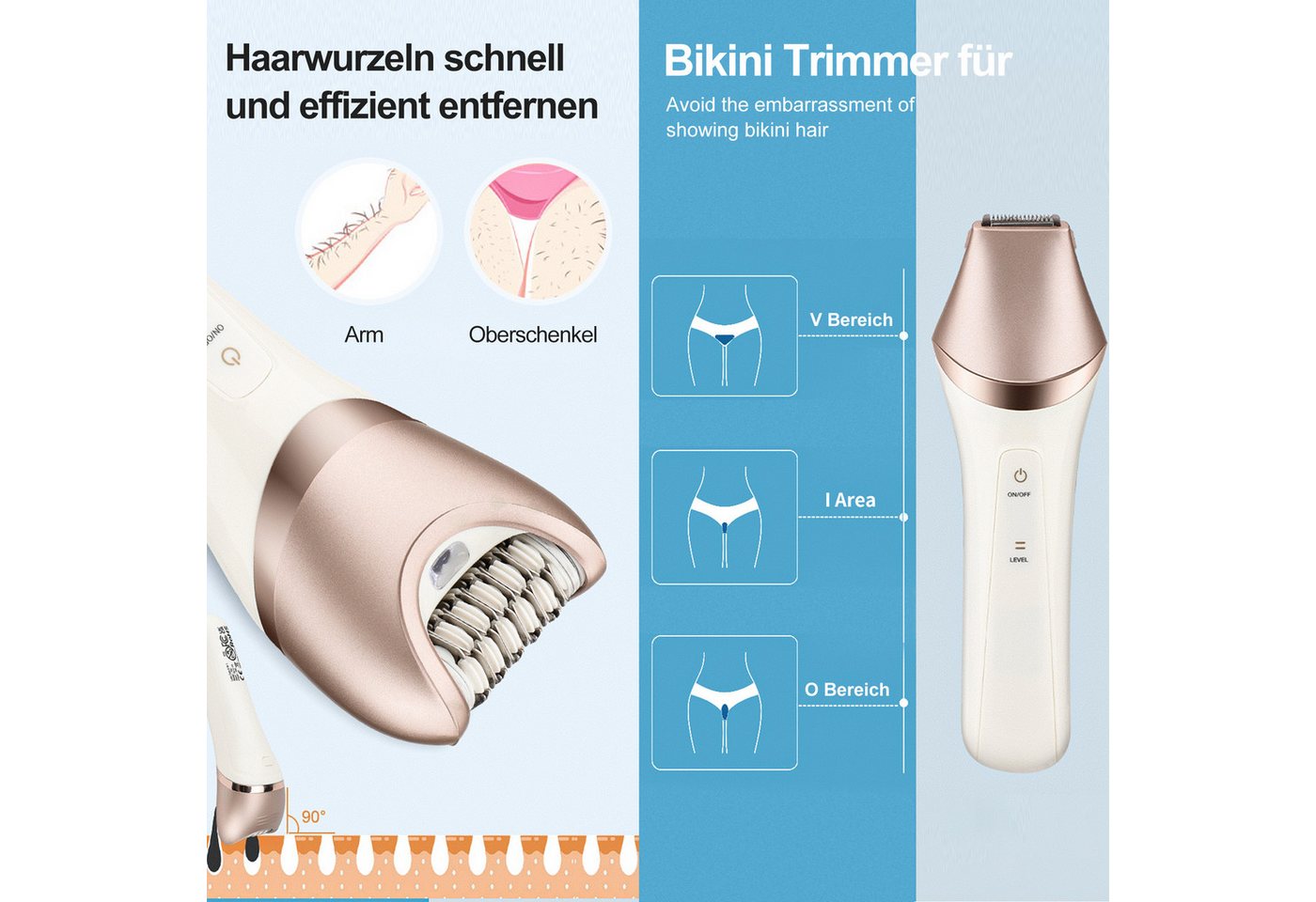 ibettertec Epilierer Epilierer Damen,6-in-1 Epilierer für Damen Kabelloser, Nass und Trocken-Gesichtsepilierer mit Peelingbürste,Reinigungsbürste,Massagekopf IP – Bild 4 von 5