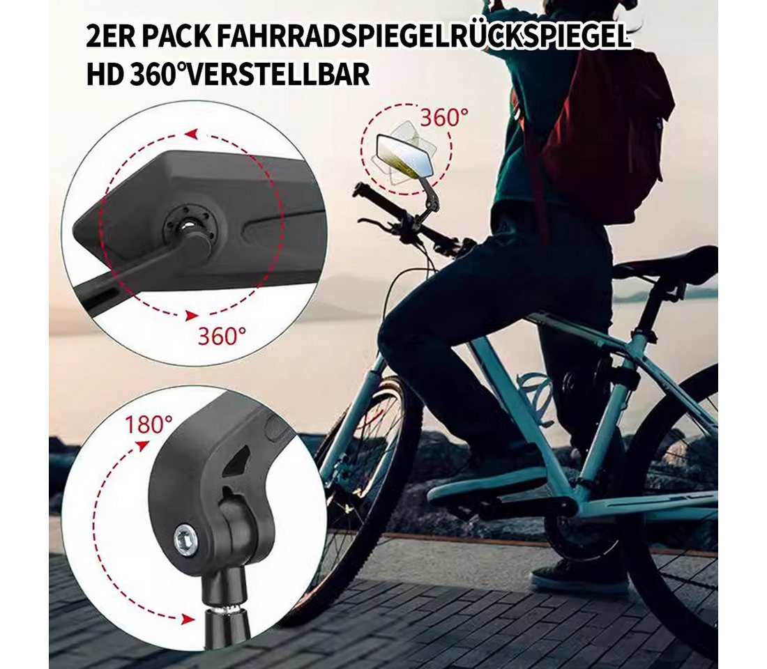 ibettertec Fahrradspiegel Fahrradspiegel,360° Klappbar & Drehbar Rückspiegel,Extra Große Bar End, Spiegel für Fahrrad Schlagfestes Echtglas,22-25mm – Bild 2 von 5
