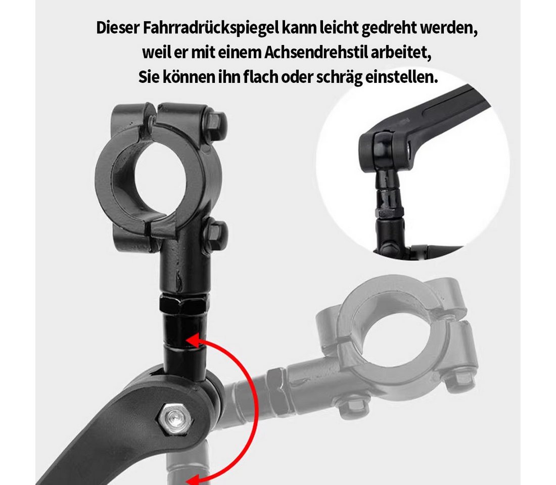 ibettertec Fahrradspiegel Fahrradspiegel,360° Klappbar & Drehbar Rückspiegel,Extra Große Bar End, Spiegel für Fahrrad Schlagfestes Echtglas,22-25mm – Bild 5 von 5