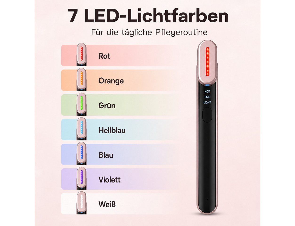 ibettertec Gesichtsmassagegerät 7-in-1 Gesichtsmassagegerät Elektrisches Augenmassagegerät mit Wärme, LED-Gesichts-Sculpting-Gerät mit 42°C Konstthermologie und – Bild 3 von 5