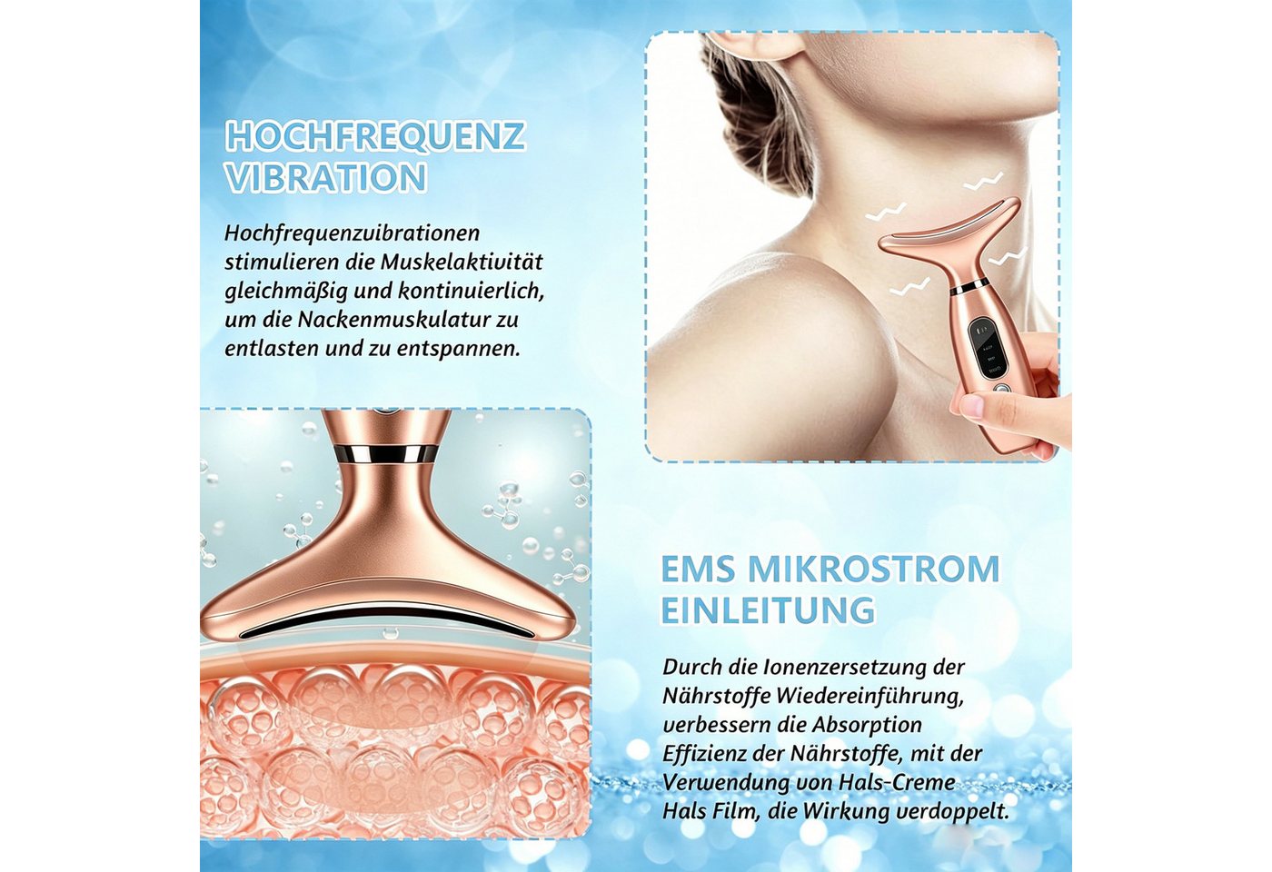 ibettertec Gesichtsmassagegerät Face Gerät Gesichtsmassagegerät, Gesicht Massagegerät lifting, mit 4 Modi Massagemodi Beauty Tool, Face Lifting Gerät für Gesich – Bild 3 von 5