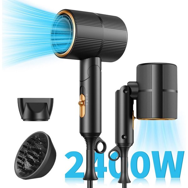 ibettertec Haartrockner Haartrockner Föhn,2026 Haartrockner Ionen mit Diffusor, 2400 W, Konzentrator-Düse, 2400 W, Turbo-Ultra-Leise-Motor, föhn 4-in-1, 4, Heiz