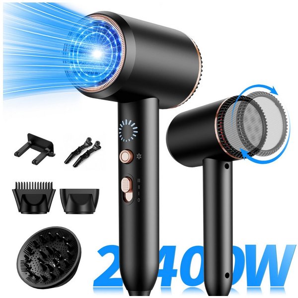 ibettertec Haartrockner Föhn,Haartrockner Ionen mit Diffusor-Konzentrator-Düse, 2400W, 2400 W, Turbo-Ultra-Leise-Motor, föhn 4-in-1, Mit Heiß- und Kaltzyklus, 4