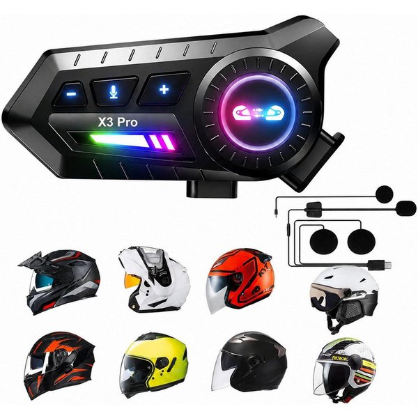 ibettertec Helm Headset,Motorrad Bluetooth Headset mit 1000mah IP67 wasserdicht Bluetooth-Kopfhörer (ntegriertes FM-Radio, Motorrad Intercom Headset,Einseitiger