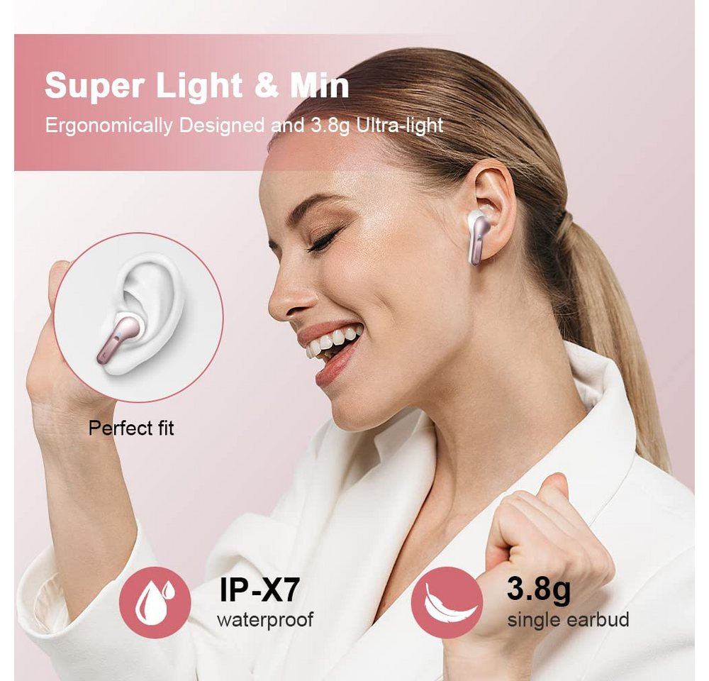 ibettertec In Ear Kopfhörer,Bluetooth Kopfhörer,2026 Kopfhörer Kabellos In-Ear-Kopfhörer (4 ENC Noise Cancelling Mics, IP-X7 Wasserdicht Headphones Sport, 3g US – Bild 4 von 5