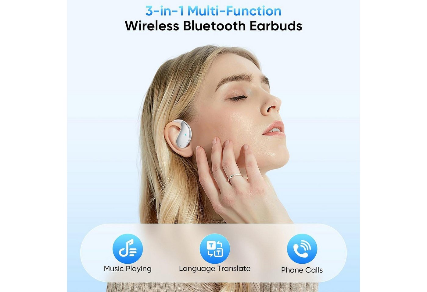 ibettertec In Ear Ohrhörer, Sprachübersetzer Kopfhörer AI Übersetzungskopfhörer Open-Ear-Kopfhörer (3-in-1 Sprachubersetzer Kopfhorer, Bluetooth 5.4 Sport-Kopfh – Bild 4 von 5