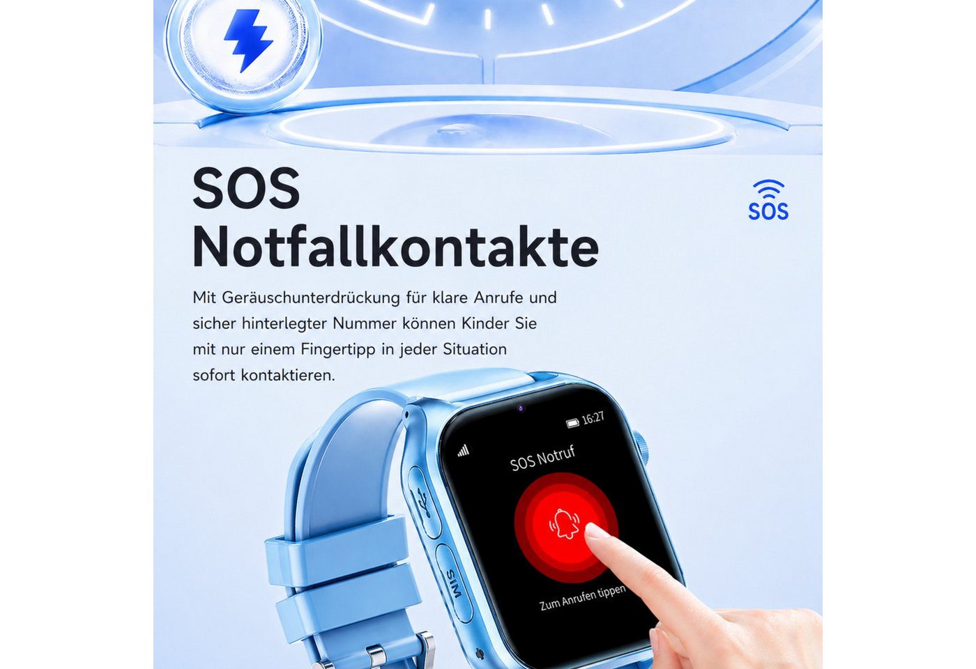 ibettertec Kinderuhr 2026 Smartwatch Kinder mit GPS und 4G, Installierbare APP Smartwatch (Smartwatch cm) 1,83"", 8GB, GPS+LES+WiFi, 4G-LTE, IP67, SOS, Bluetoot – Bild 2 von 5