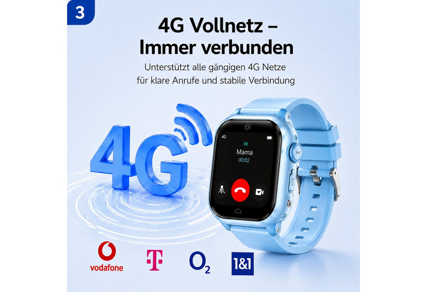 ibettertec Kinderuhr 2026 Smartwatch Kinder mit GPS und 4G, Installierbare APP Smartwatch (Smartwatch cm) 1,83"", 8GB, GPS+LES+WiFi, 4G-LTE, IP67, SOS, Bluetoot – Bild 3 von 5