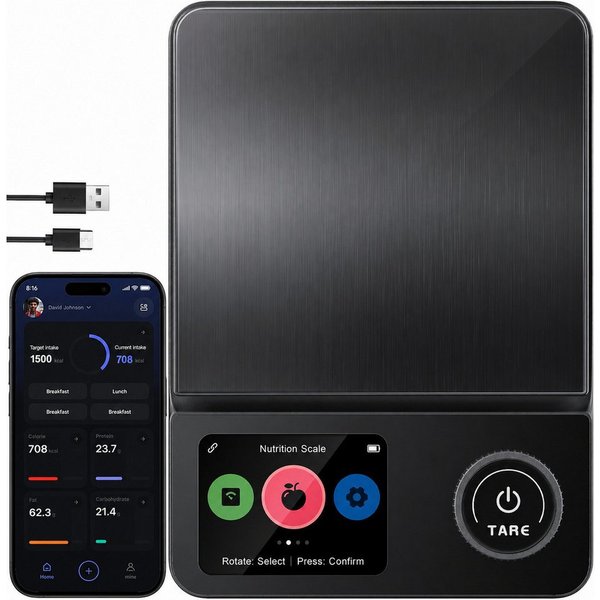 ibettertec Küchenwaage Digitale ProfiFein waage Kitchen Scale mit LCD Display, (Automatische Abschaltung nach 30 Sekunden, Digitale Kuichenwaage aus Edelstahl),
