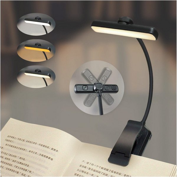 ibettertec LED Leselampe mit 3 Farbtemperatur Modi 5 Helligkeitsstufen, 360° Flexibel Leselicht für Nachtlesen ins Bett 80H lange Akkulaufzeit, Dauerbeleuchtung
