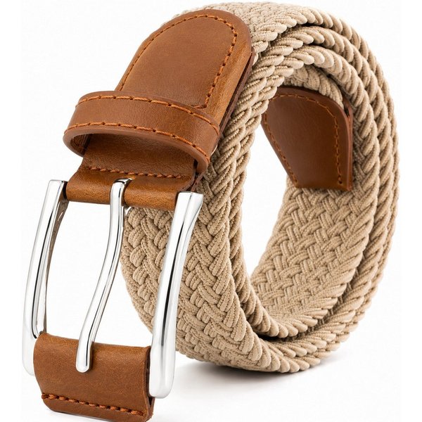 ibettertec Ledergürtel Stoffgürtel Stretchgürtel Elastik Flechtgürtel Geflochtener (und Elastischer Dehnbarer Gürtel, für Damen und Herren) Breite 3.5cm Länge 1