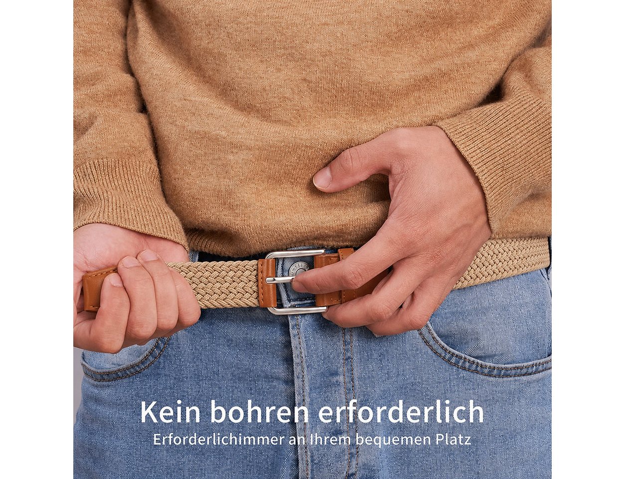 ibettertec Ledergürtel Stoffgürtel Stretchgürtel Elastik Flechtgürtel Geflochtener (und Elastischer Dehnbarer Gürtel, für Damen und Herren) Breite 3.5cm Länge 1 – Bild 5 von 5