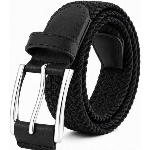 ibettertec Ledergürtel Stoffgürtel Stretchgürtel Elastik Flechtgürtel Geflochtener (und Elastischer Dehnbarer Gürtel, für Damen und Herren) Breite 3.5cm Länge 1