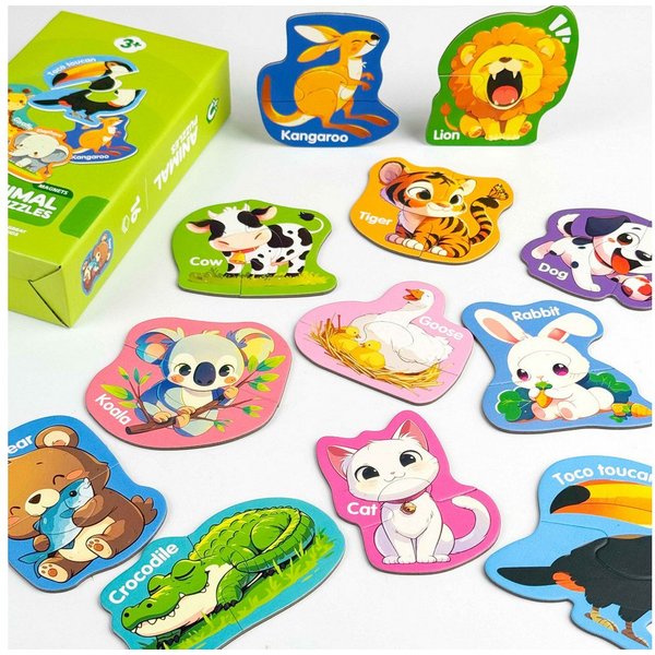 ibettertec Lernspielzeug Kindermagnet Kühlschrank, Tier Magnet Puzzle, Pädagogisches Spielzeug (spielerische Kognitionsförderung, Pädagogisches Tierpuzzle aus K