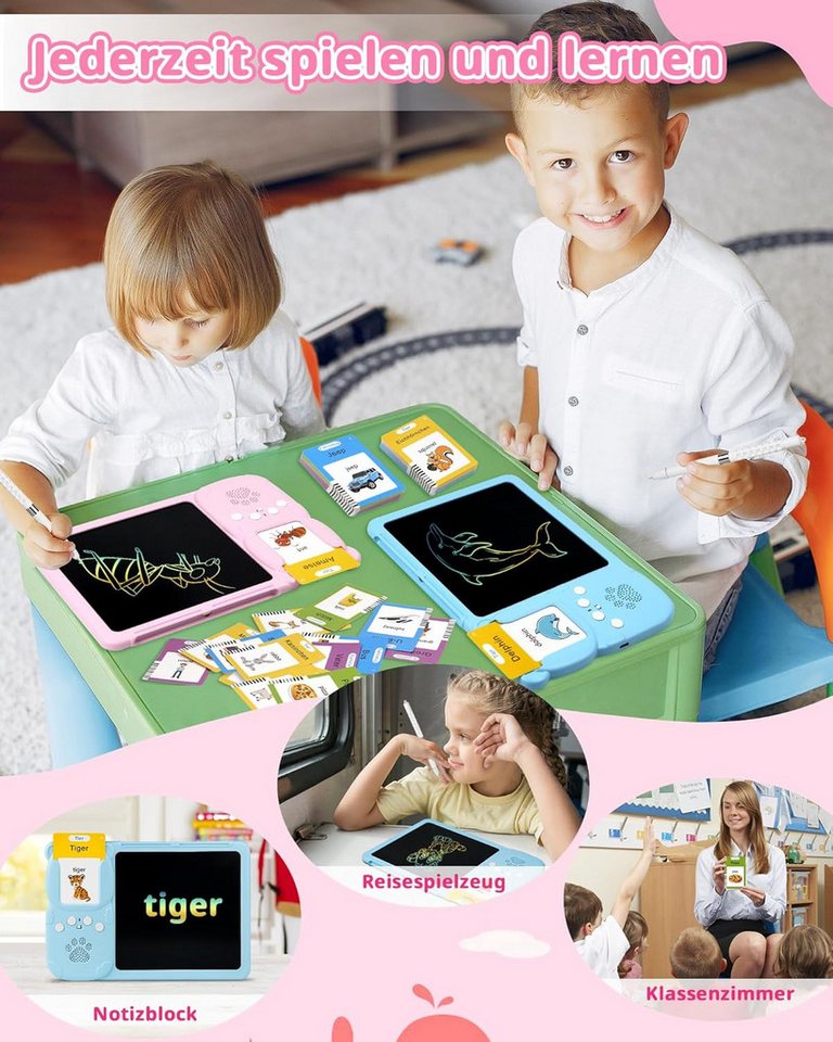 ibettertec Lernspielzeug Sprechende Flash-Karten,Spielzeug,Deutsch Lernspielzeug,510Wörter (Deutsch und Englisch Lernen für Kinder, 2 in 1 Lernspielzeug Lesen u – Bild 2 von 5