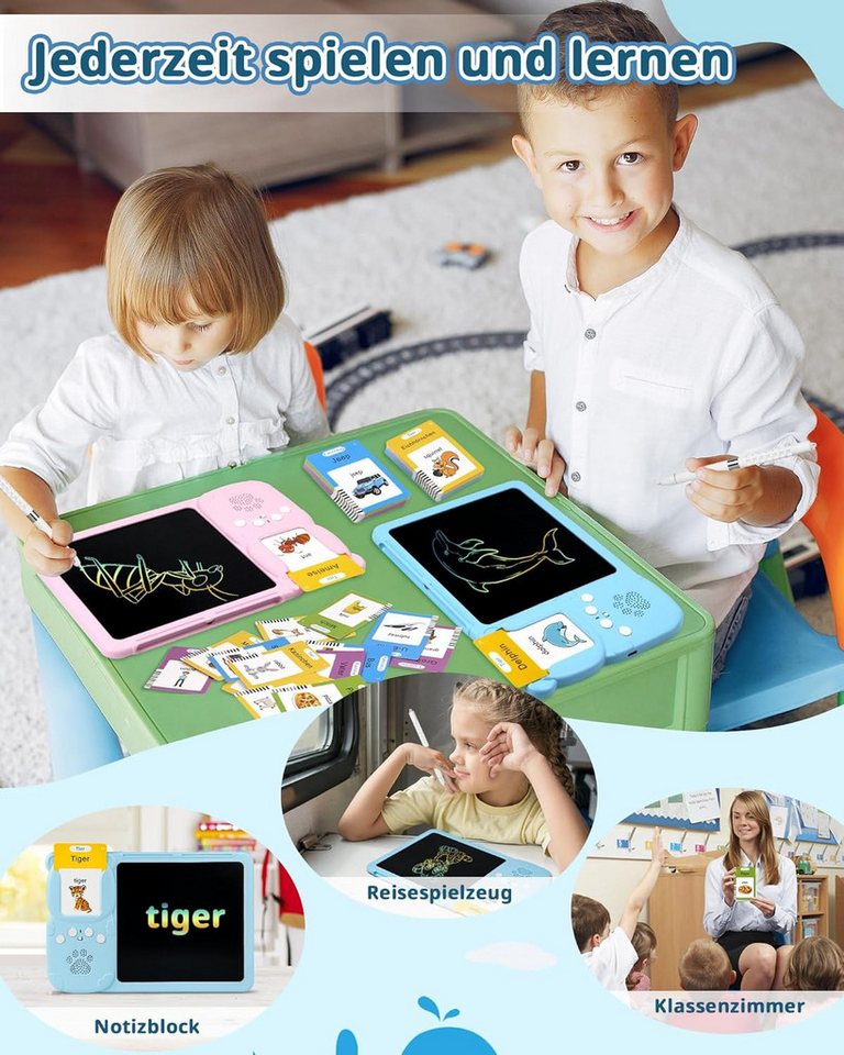 ibettertec Lernspielzeug Sprechende Flash-Karten,Spielzeug,Deutsch Lernspielzeug,510Wörter (Deutsch und Englisch Lernen für Kinder, 2 in 1 Lernspielzeug Lesen u – Bild 2 von 5