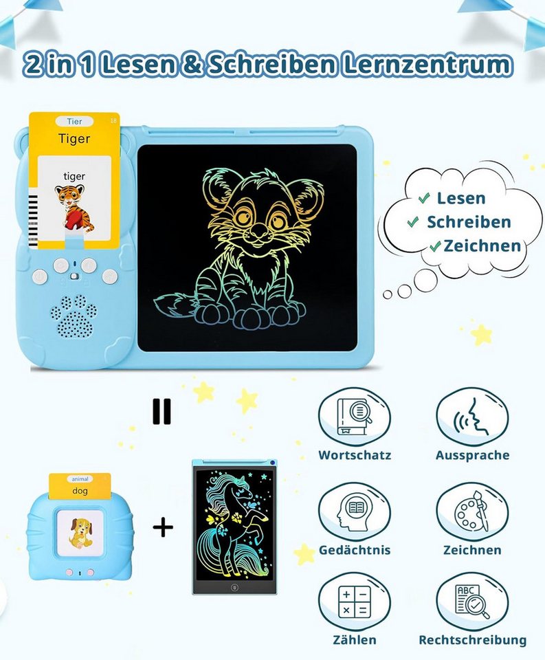 ibettertec Lernspielzeug Sprechende Flash-Karten,Spielzeug,Deutsch Lernspielzeug,510Wörter (Deutsch und Englisch Lernen für Kinder, 2 in 1 Lernspielzeug Lesen u – Bild 5 von 5