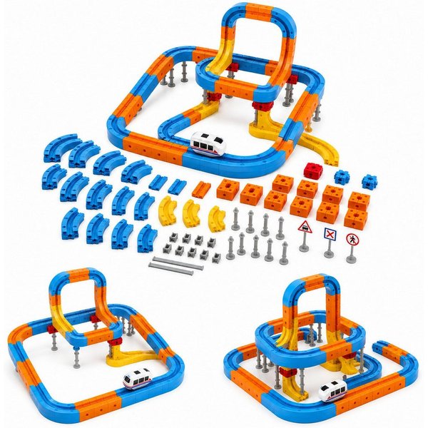 ibettertec Magnetspielbausteine – Bausteine mit Auto für kreatives Bauen Magnetspielbausteine, (Set, 146 St., 80‑teiliges), für abwechslungsreiche Streckenbauwe