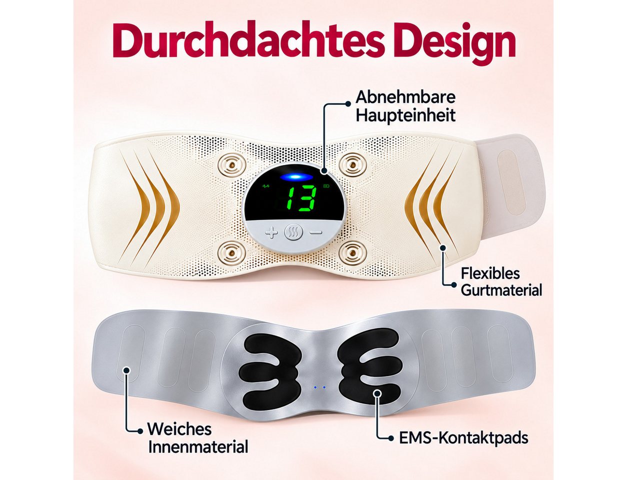 ibettertec Massagegerät Elektrisch Bauchtrainer,Taillenmassagegerät,Muskelstimulator,7 Modi, für Herren und Damen zum Muskelaufbau, für Bauch, Taille, Hände und – Bild 5 von 5