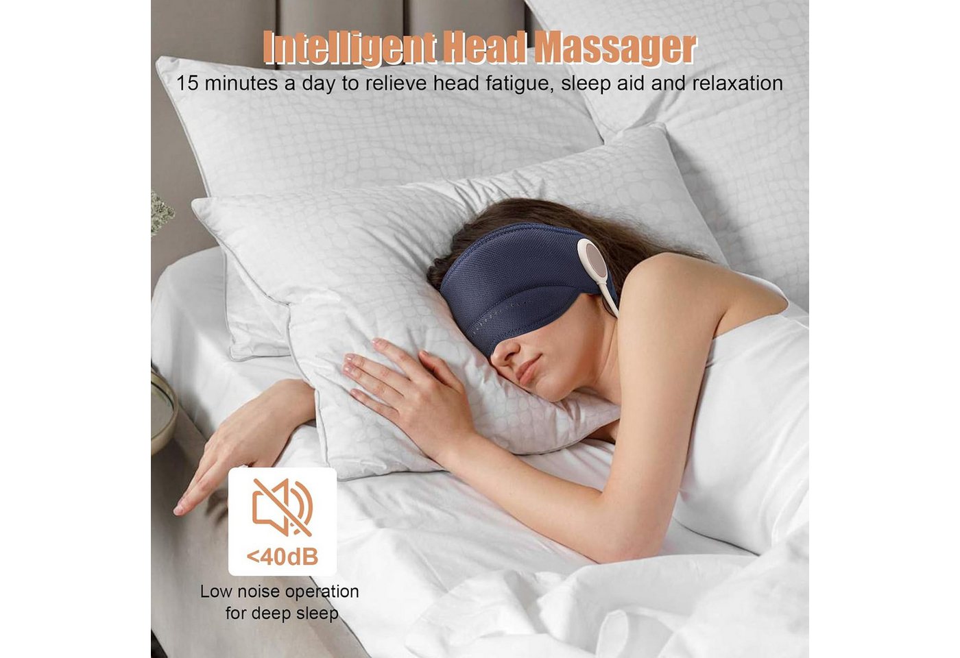 ibettertec Massagegerät Elektrisches Kopfmassagegerät, 360°Abdeckung Tragbare Kopf, Augen, 2000mAh,verbessert die Schlafqualität,Tragbar, Kopf und Augenmassageg – Bild 5 von 5