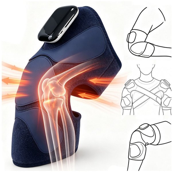 ibettertec Massagegerät Knie-Massagegerät mit Rotlicht-Wärme & Vibration, 3-in-1 für Knie, Schulter & Ellenbogen, 5 Wärmestufen, 3 Vibrationsmodi, 1800mAh Akku,
