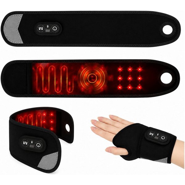 ibettertec Massagegerät Multifunktional Handgelenk Rotlicht massagegerät mit Heizfunktion, 5 Graphene Heizung Ebenen und 3 Vibration Modi,Heizung mit rotem Lich
