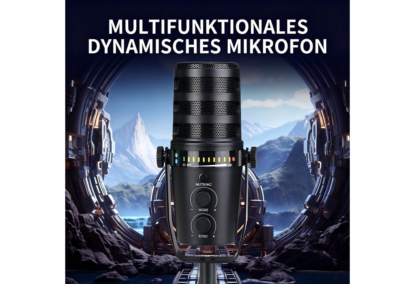 ibettertec Mikrofon Dynamisches Microphone mit XLR/USB Kabel mit Verstellbarer Ständerfuß (Packung), für Podcast-Studios,Kompatibel mit Windows und Mac OS – Bild 2 von 5